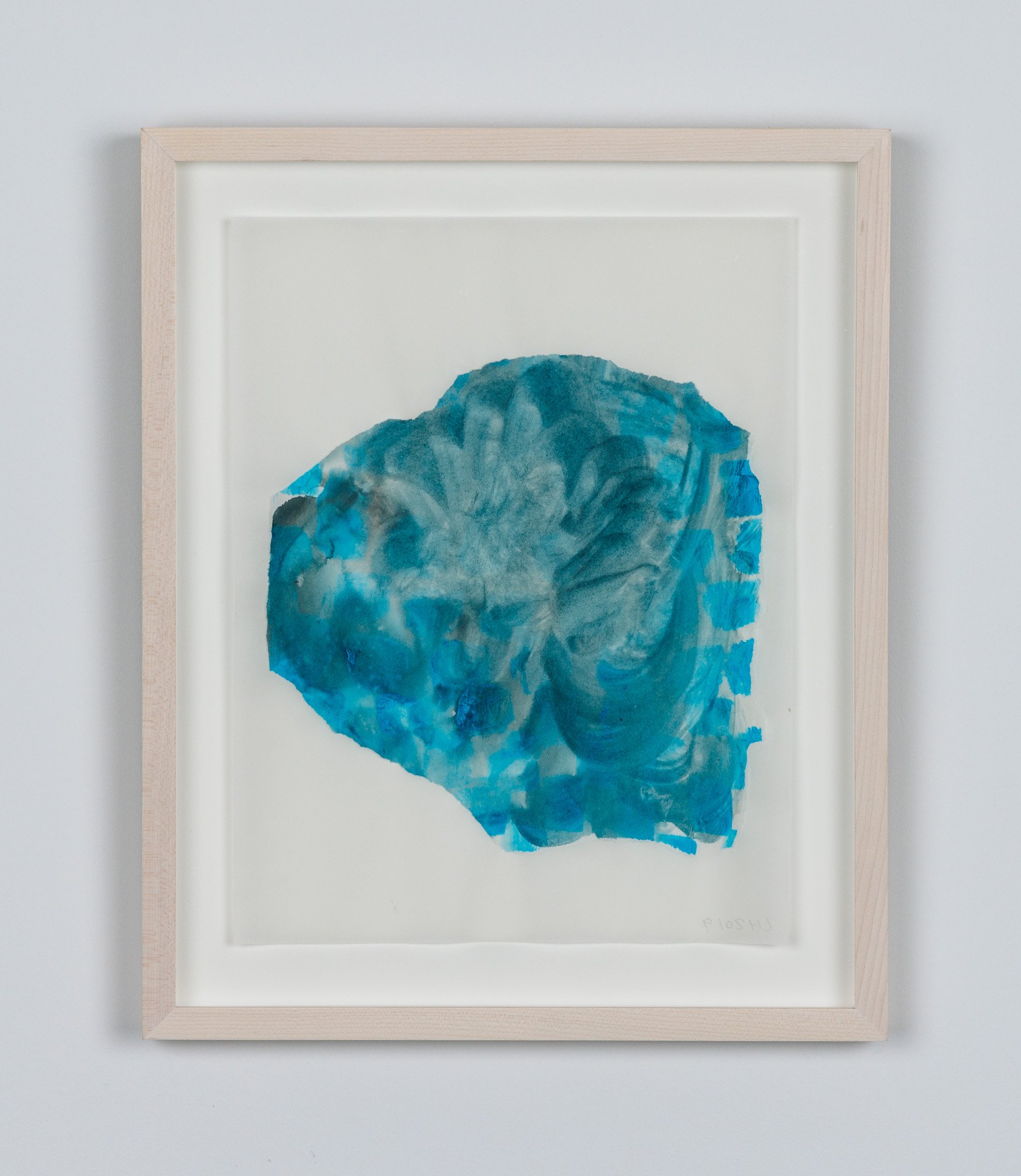  Laura Hunt,  Untitled (blue) , 2021, watercolor and collage on vellum, framed, 13.75 x 11.25 inches. 
