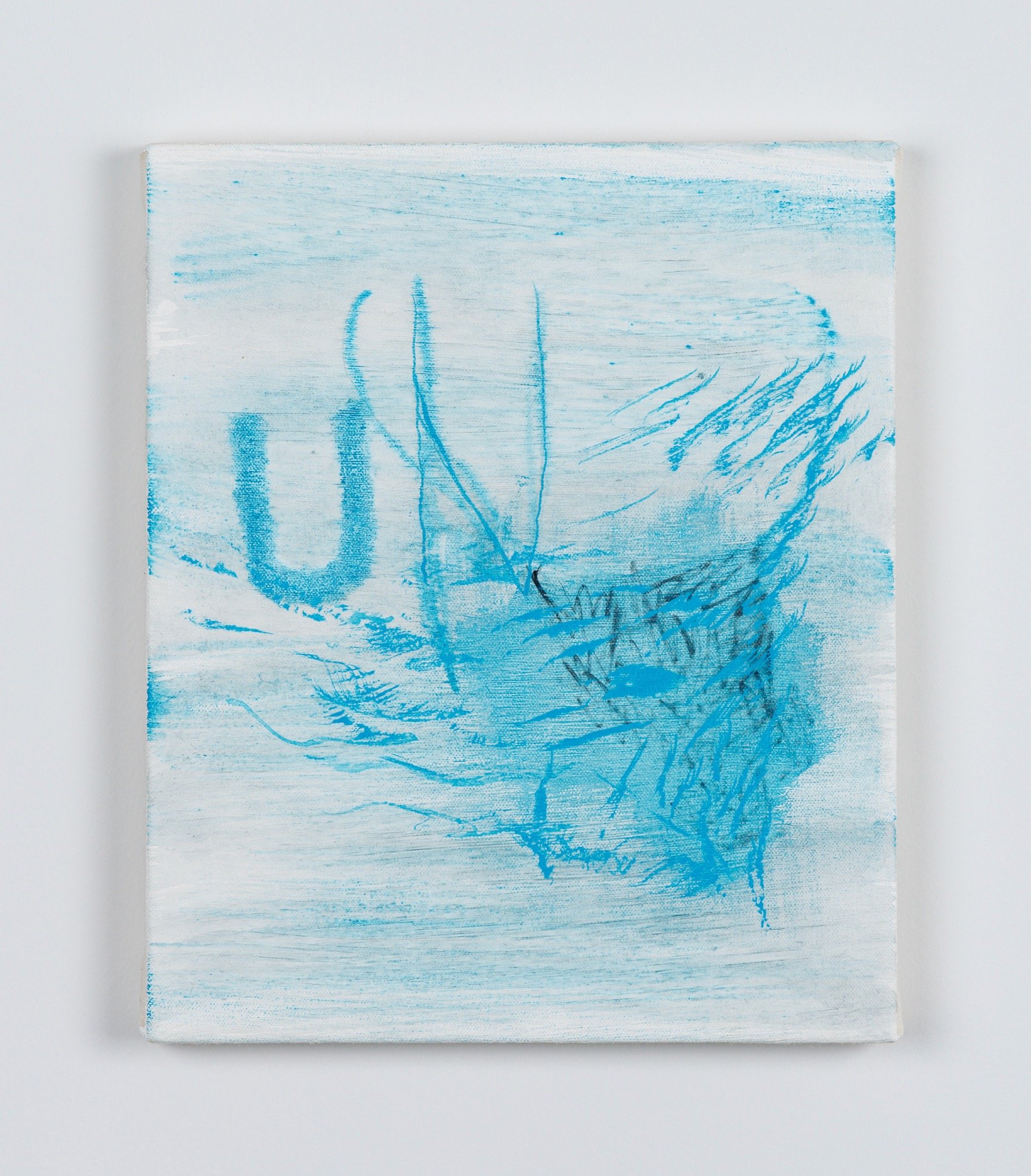  Laura Hunt,  “Un” (blue) , 2019, watercolor on canvas, 12 x 10 inches. 