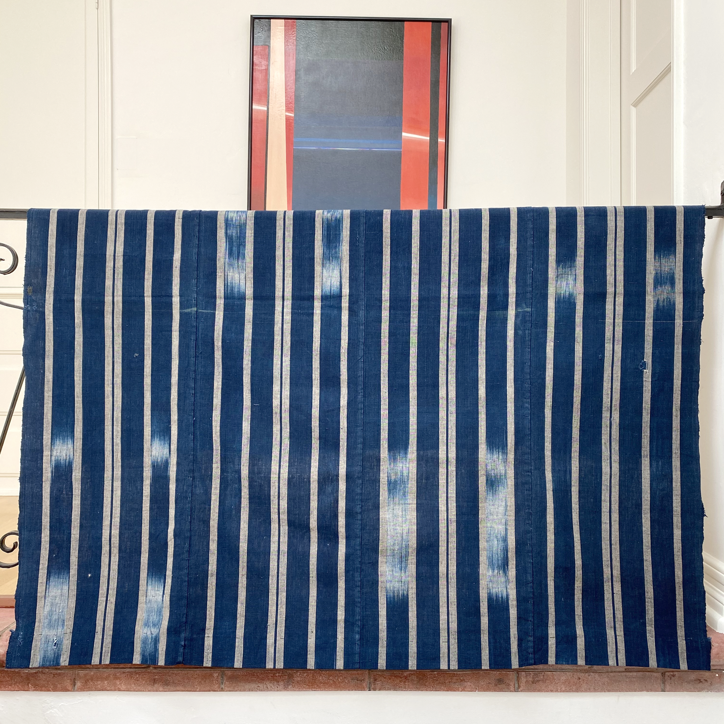 Kasuri Boro textile woven from cotton and dyed with indigo from Japan, vintage
