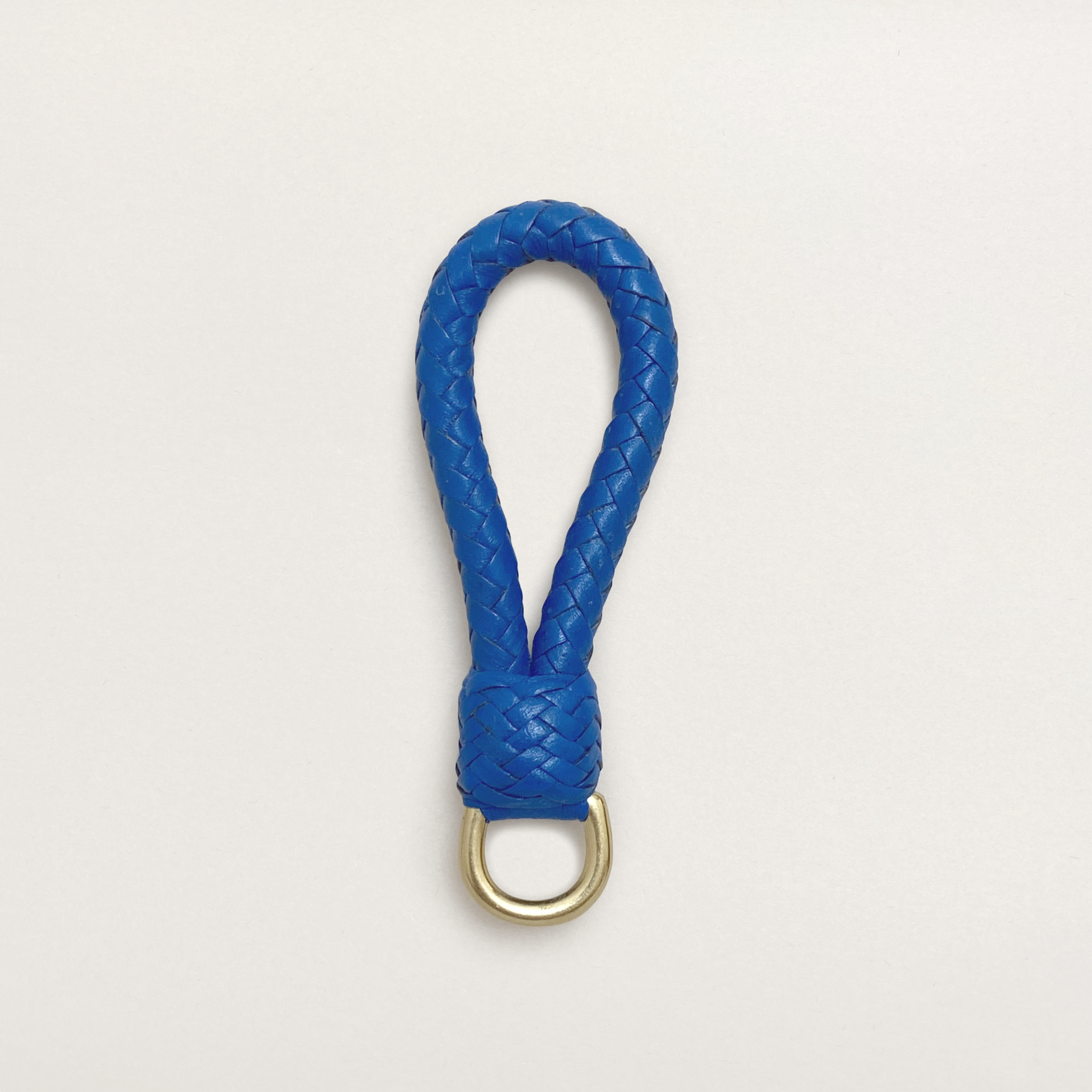 hand braided kangaroo leather cobalt blue keychain