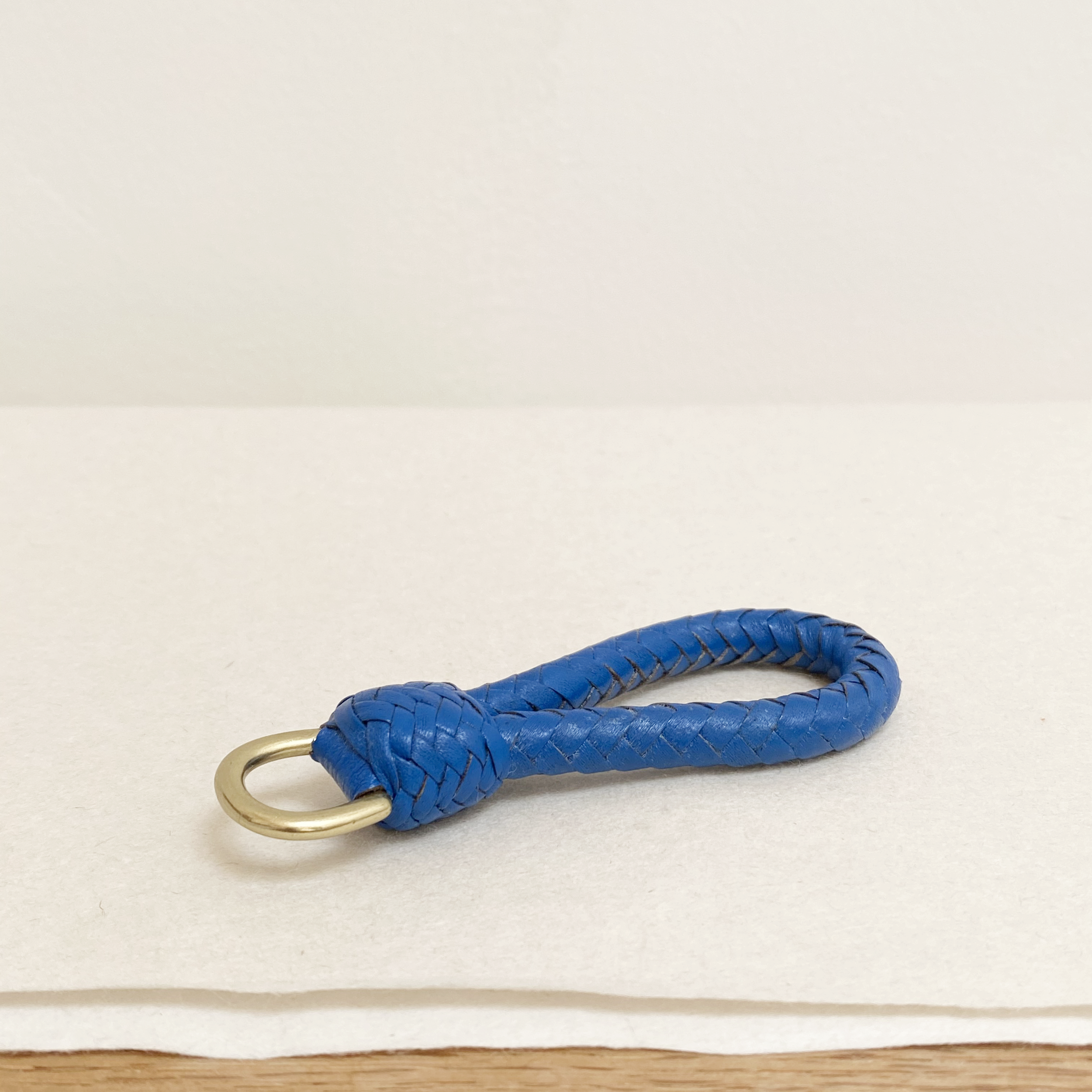 hand braided kangaroo leather cobalt blue keychain