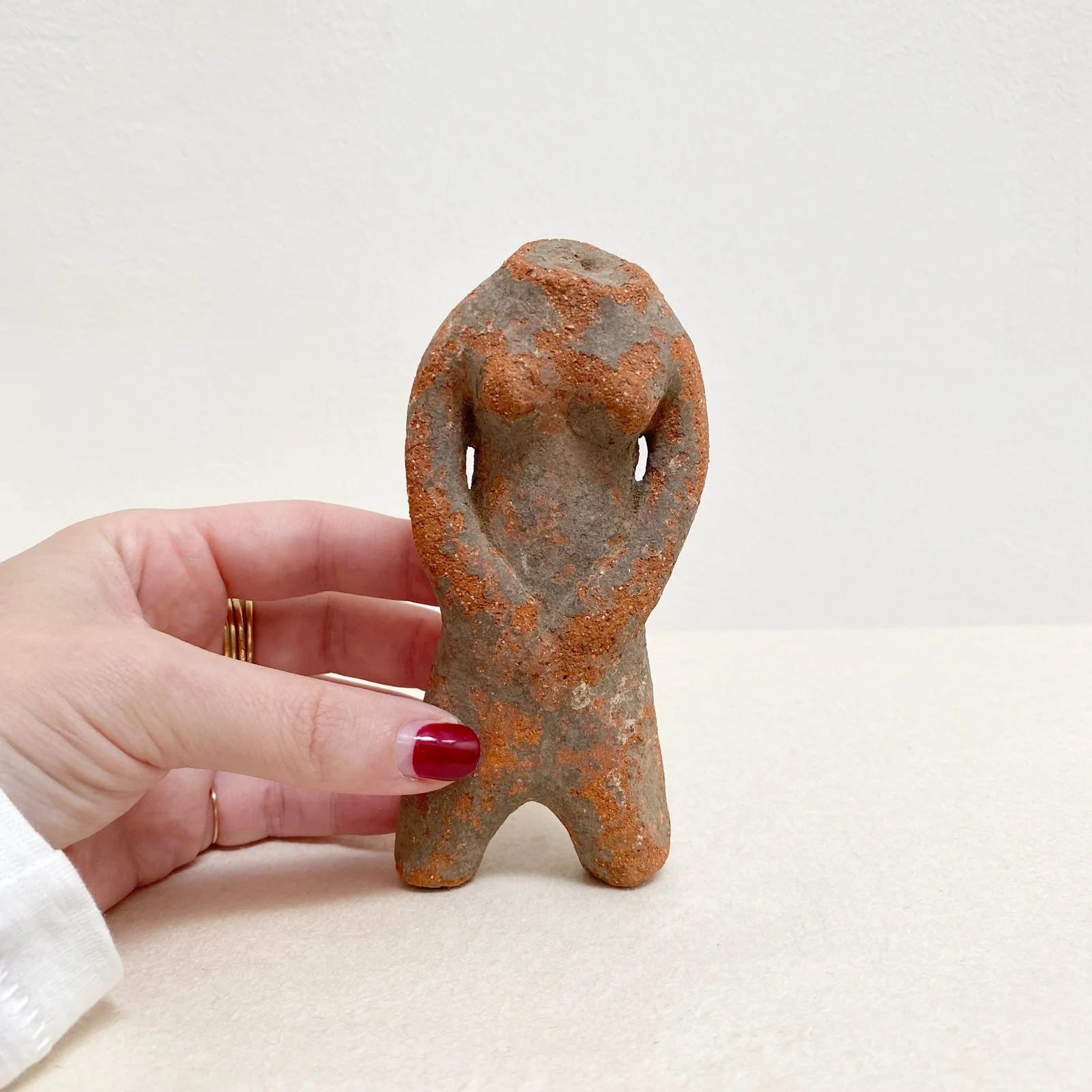 Pre-Columbian clay effigy of a female torso, c. 18th century