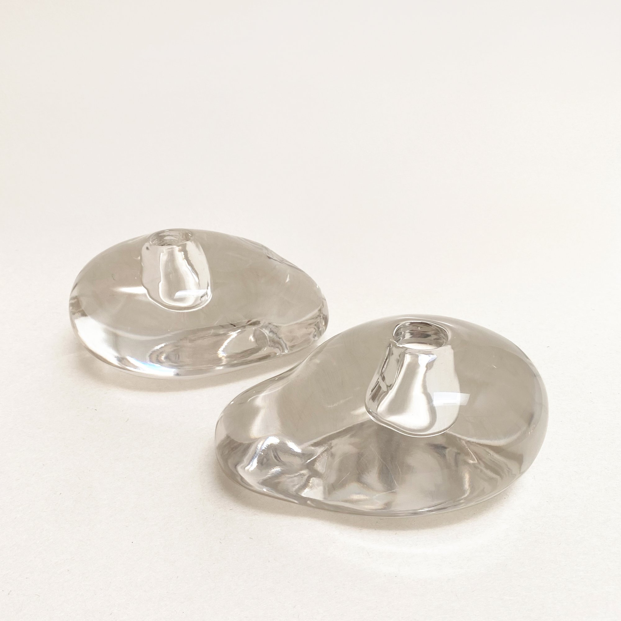 ELSA PERETTI GLASS STONE CANDLE HOLDERS, VINTAGE