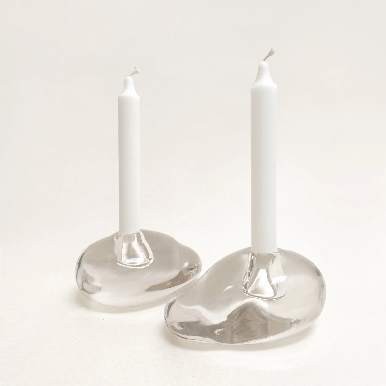 ELSA PERETTI GLASS STONE CANDLE HOLDERS, VINTAGE