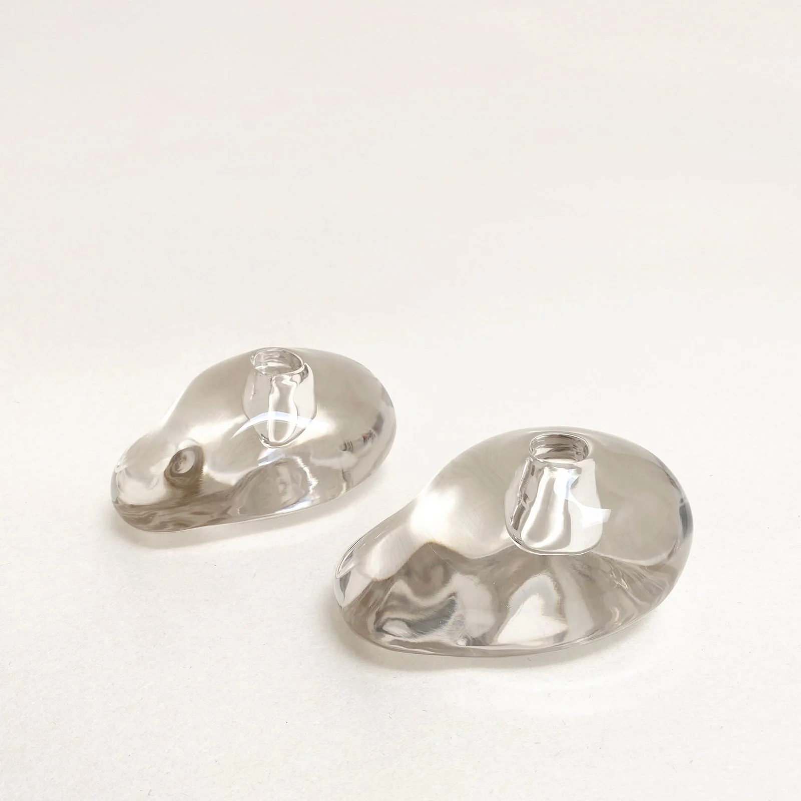 ELSA PERETTI GLASS STONE CANDLE HOLDERS, VINTAGE
