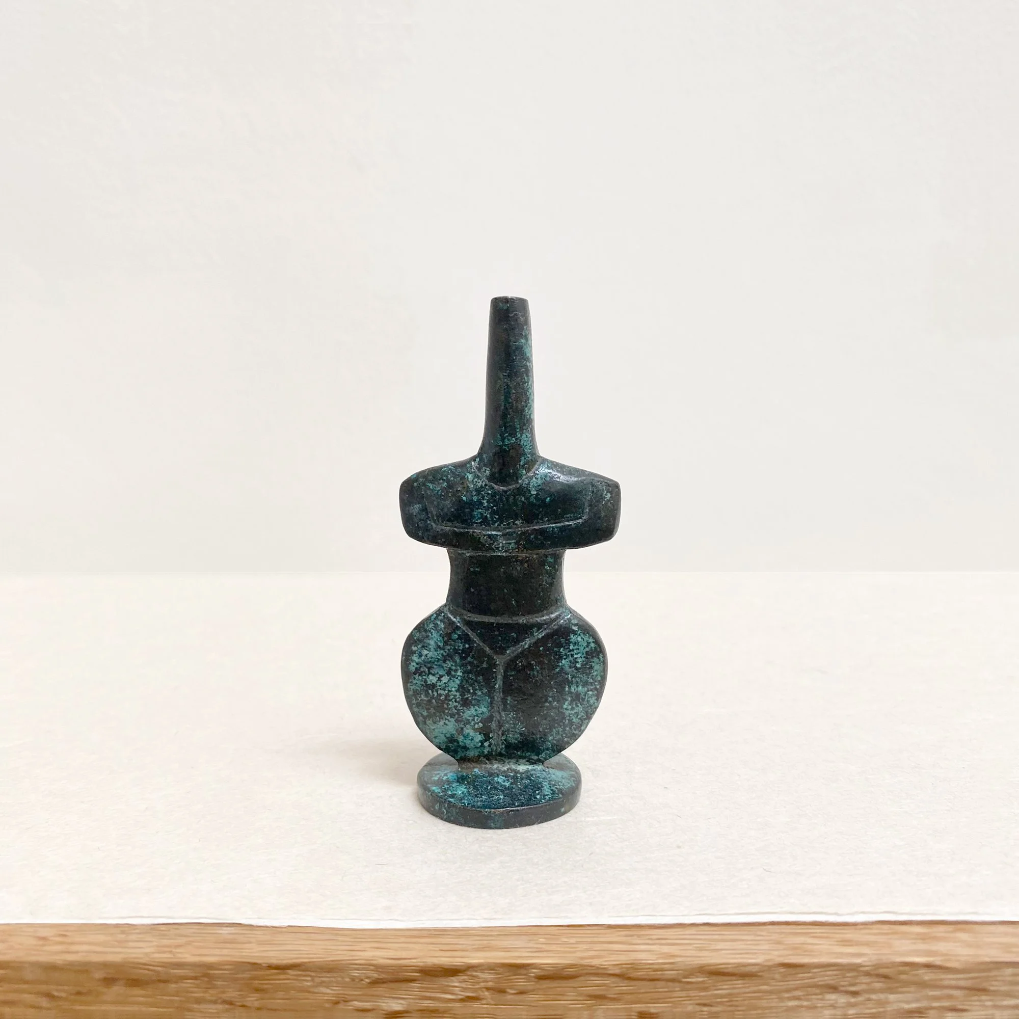 Crystal Voyager Small iron figurine with a verdigris patina, c. mid-century