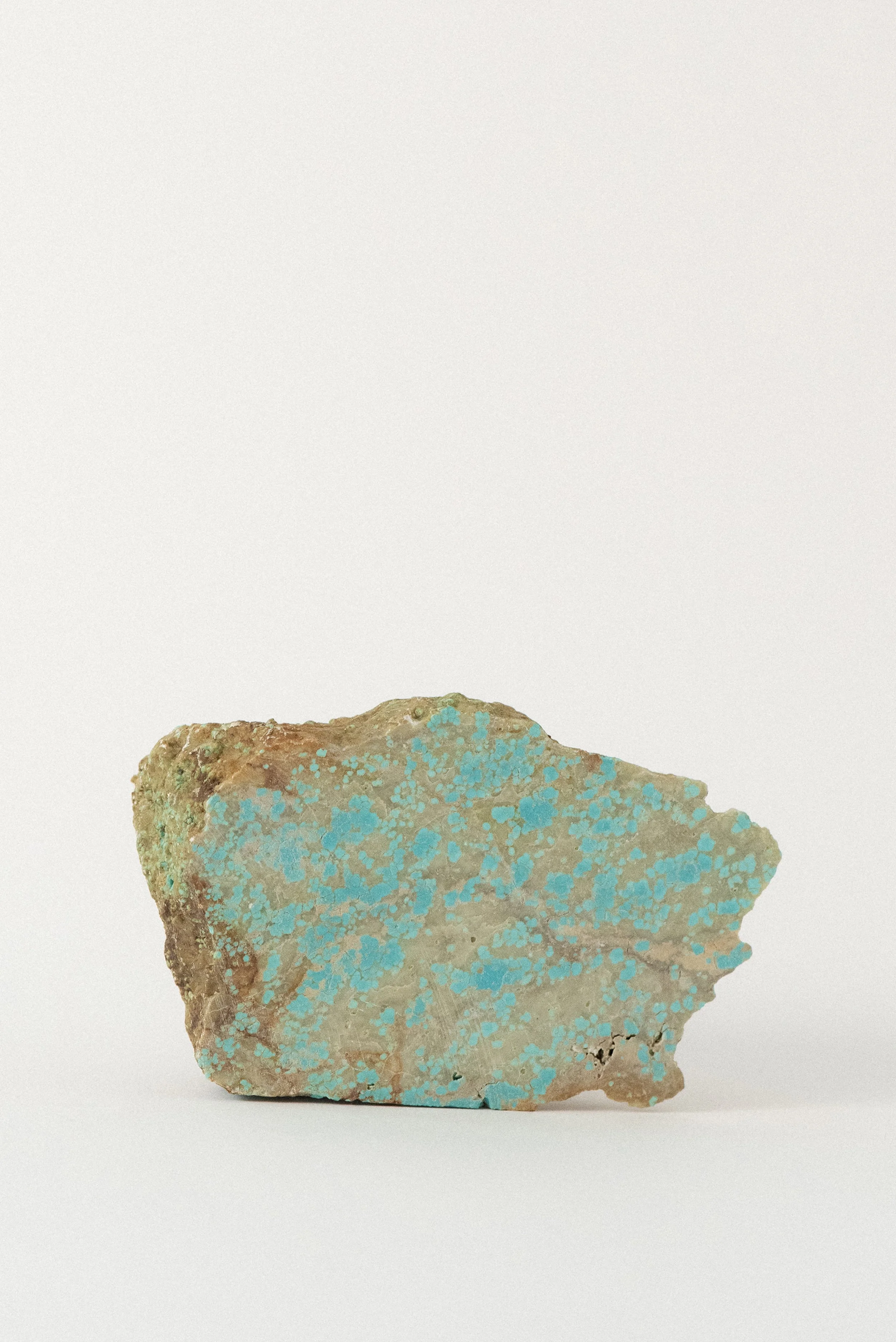 Close-up detail of unstabilized turquoise matrix with signature spiderweb veining, No. 8 Mine.