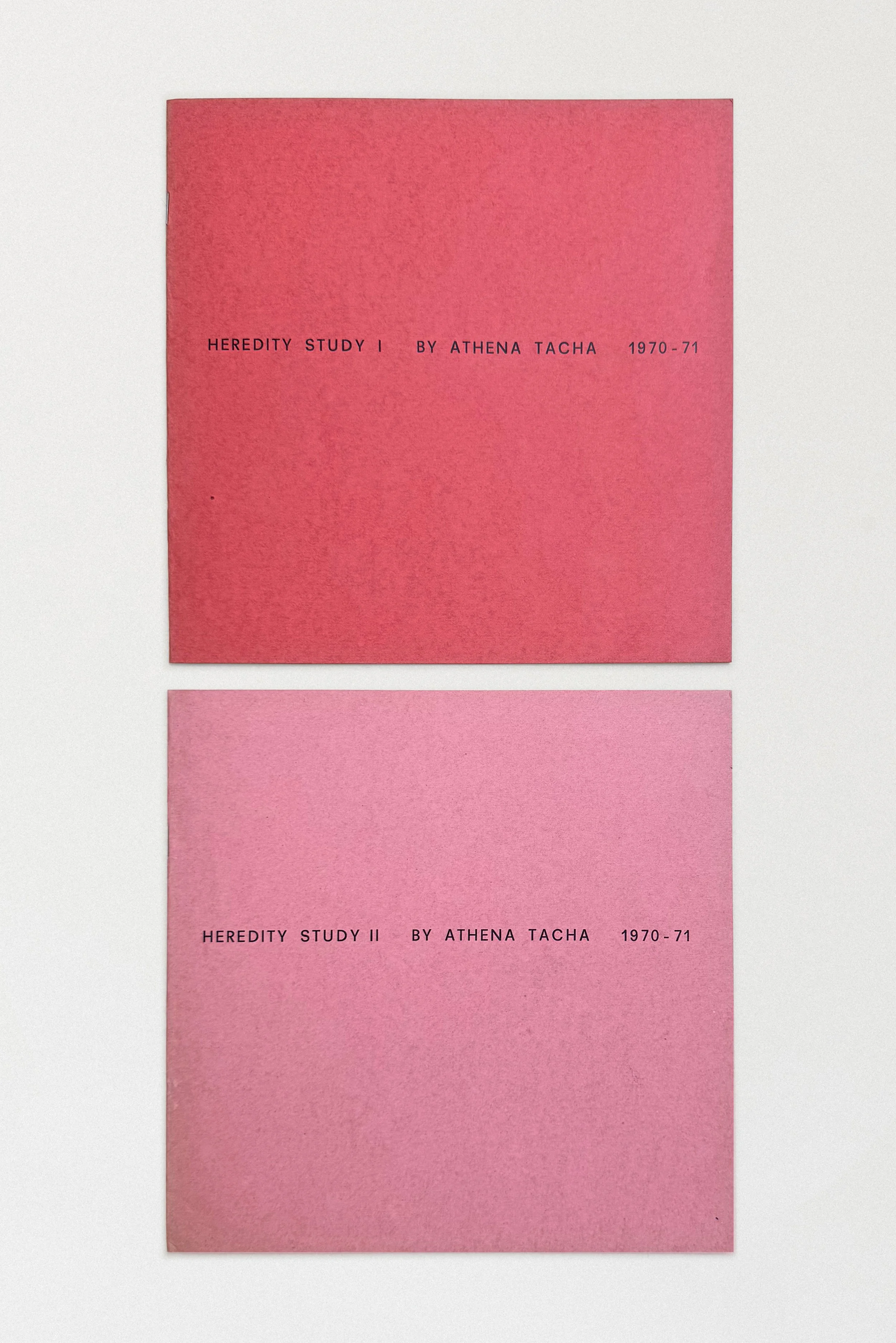 Covers of Heredity Study I and II by Athena Tacha, 1972 artist books