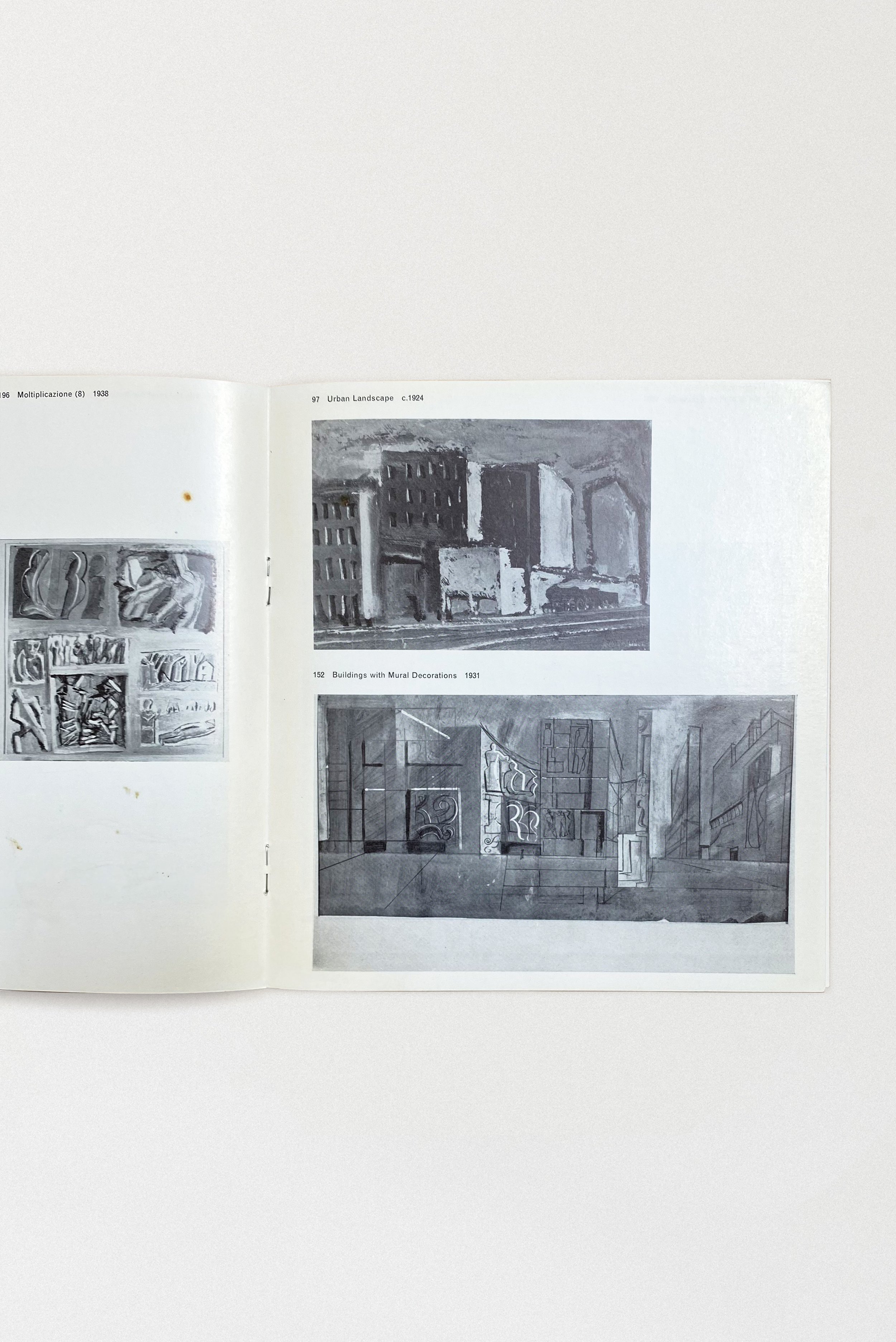 Interior pages from the 1964 Mario Sironi exhibition catalogue showing black and white reproductions.
