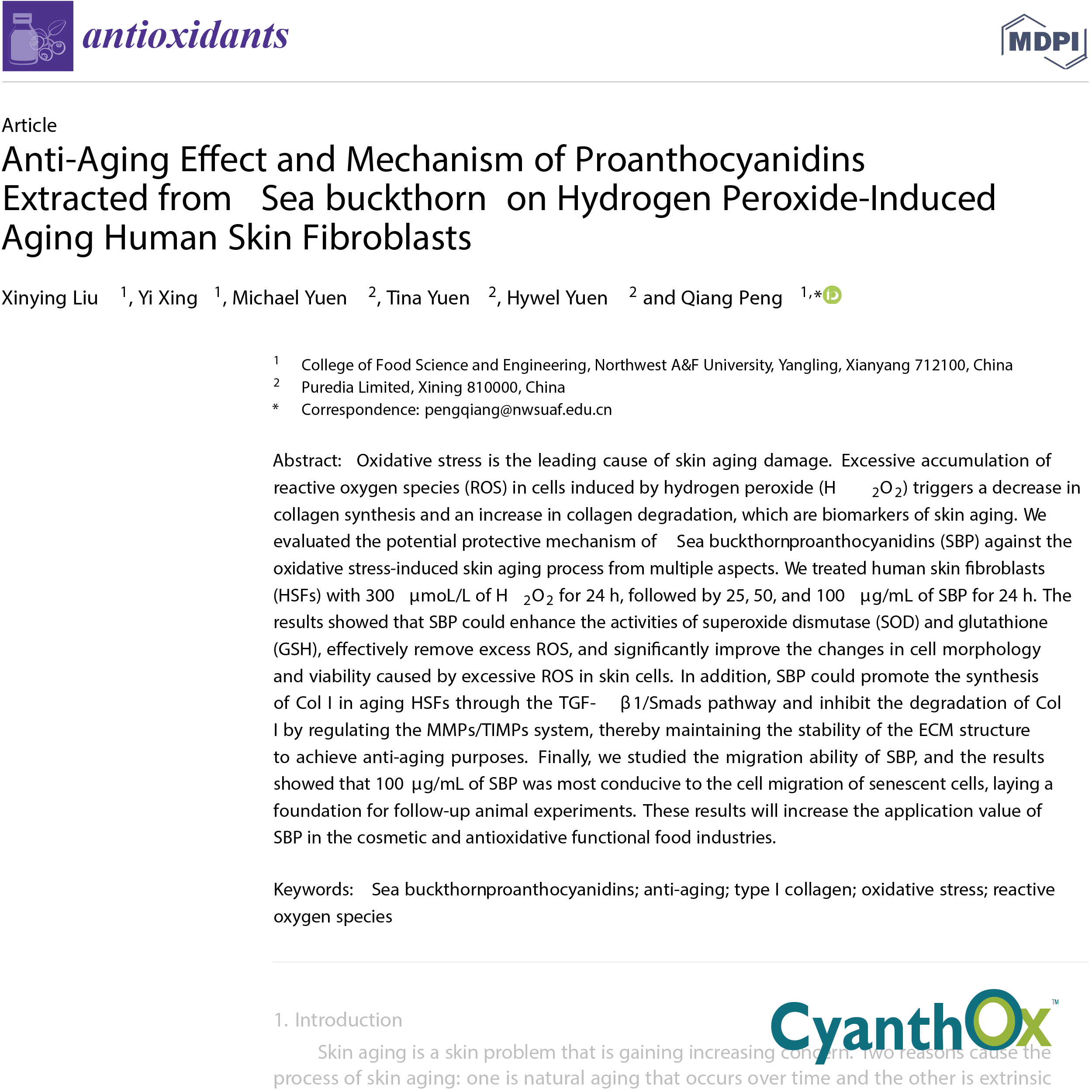 Sea Buckthorn Boosts Collagen Synthesis &amp; Crosslinking