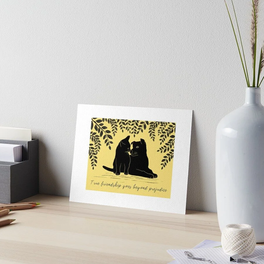 Cat and Dog True Friendship Illustration