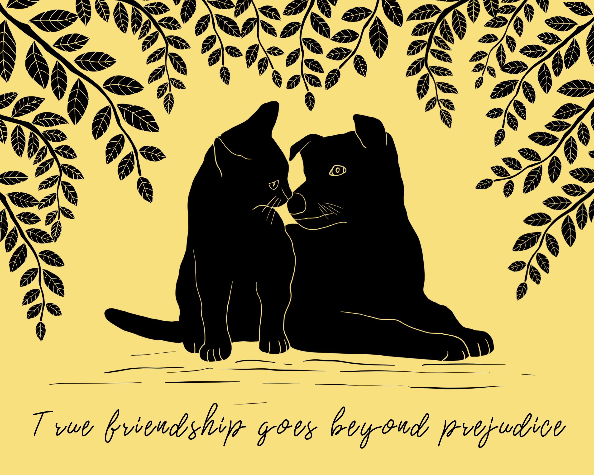 Cat and Dog True Friendship Illustration