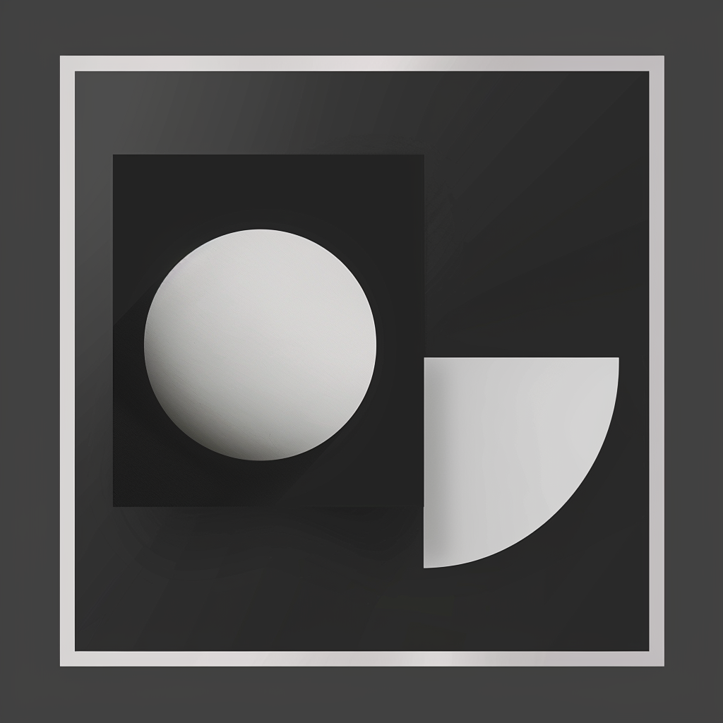 Geometric drawing of an outline square with sections divided by vertical, horizontal, and diagonal lines.