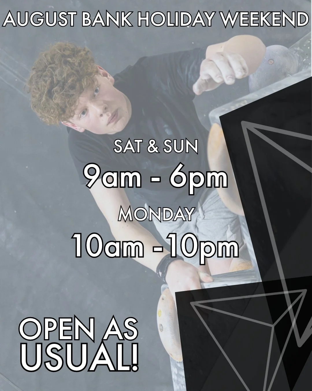 Just a quick reminder that it will be our usual opening hours over this bank holiday weekend! 

Saturday &amp; Sunday - 9 am to 6 pm
Bank Holiday Monday - 10 am to 10 pm