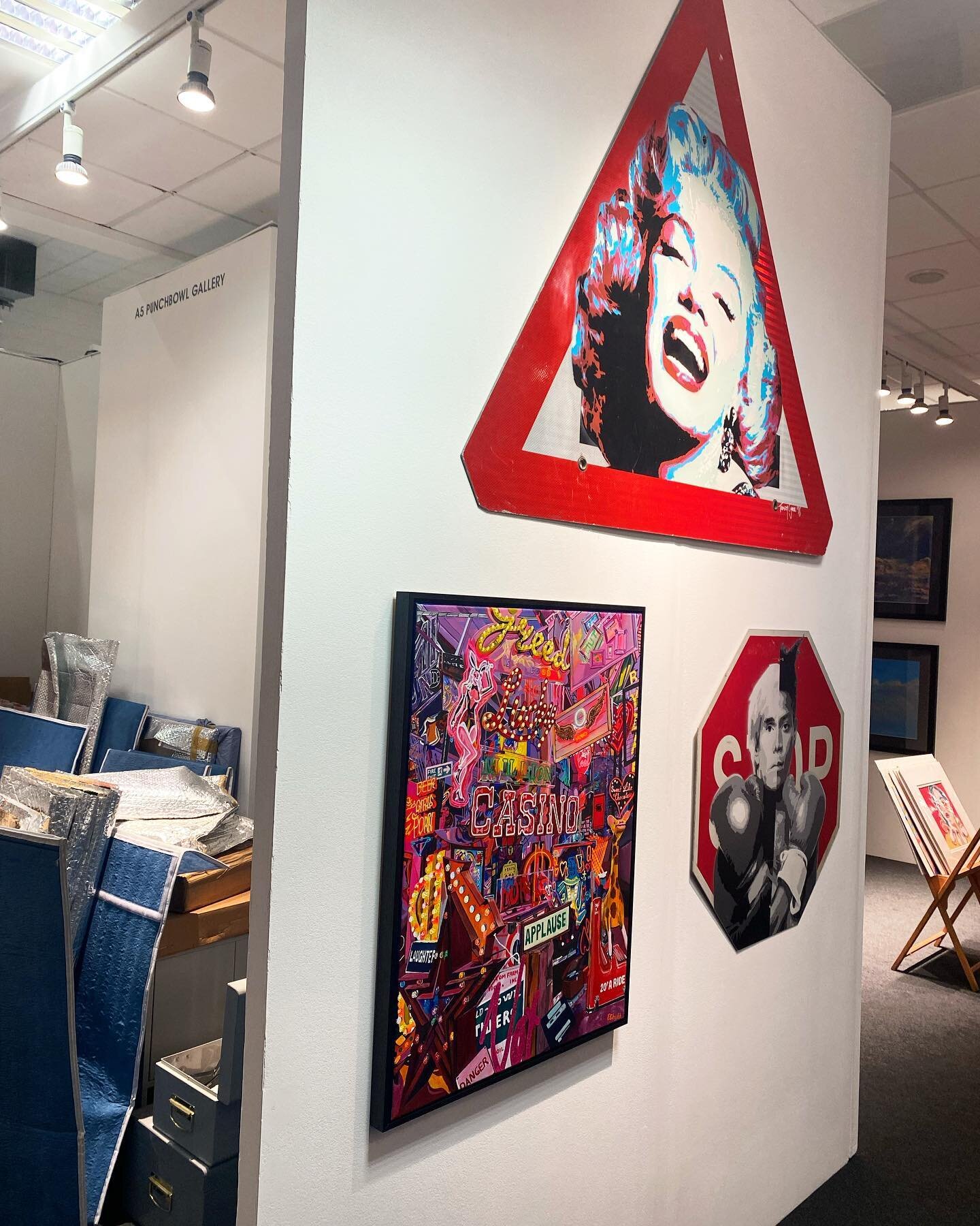 First wall hung with a big pop of colour!
We&rsquo;re at @edinburgh_art_fair at @o2academyedinburgh - just 4 more walls to go before the Private View tomorrow evening 6:30-9:30pm, free tickets available from our website, open until Sunday 🥂

#edinbu