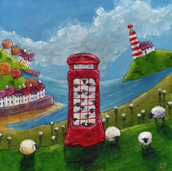 Seaside Chat 75x75cm in 96x96cm frame