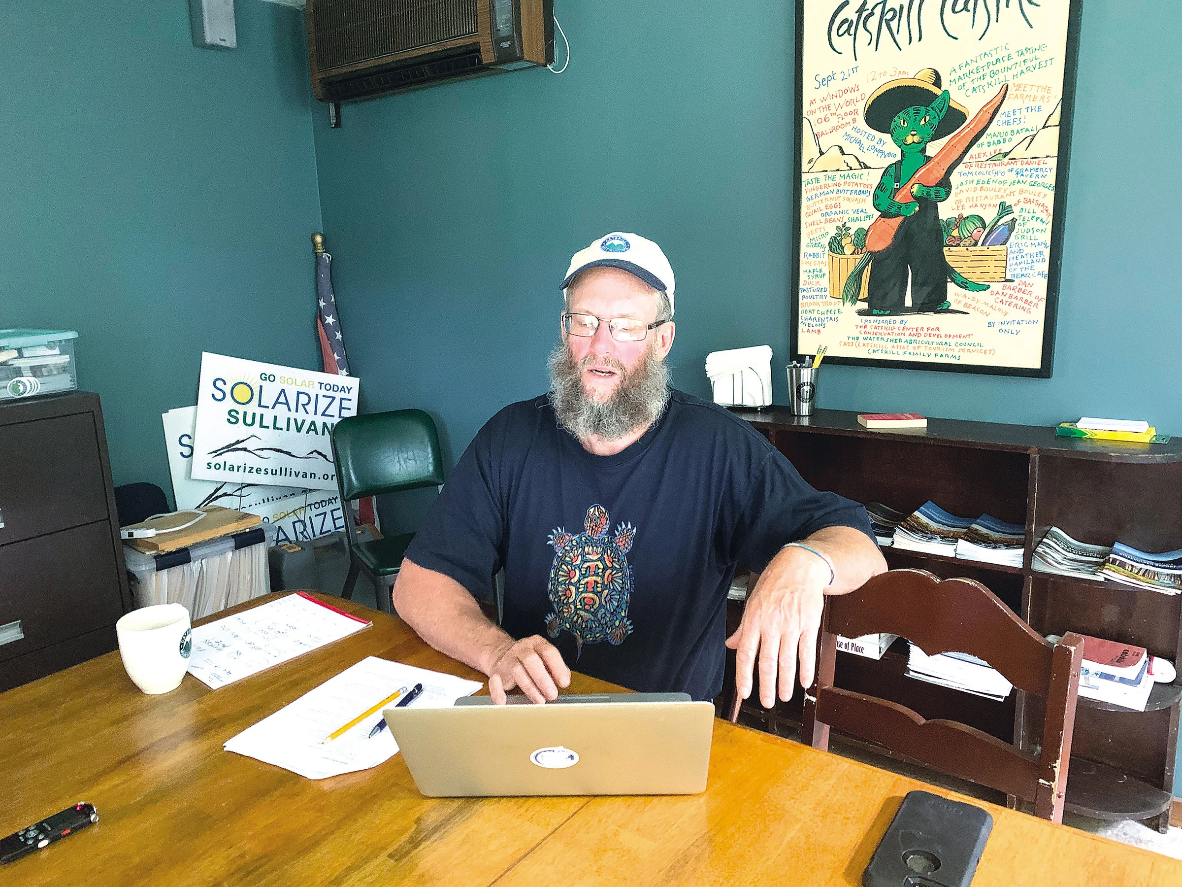 FAR-REACHING : Wes Gillingham, Catskill Mountainkeeper’s associate director, spoke about the Climate Leadership and Community Protection Act in his offices in Livingston Manor. Osei Helper photo