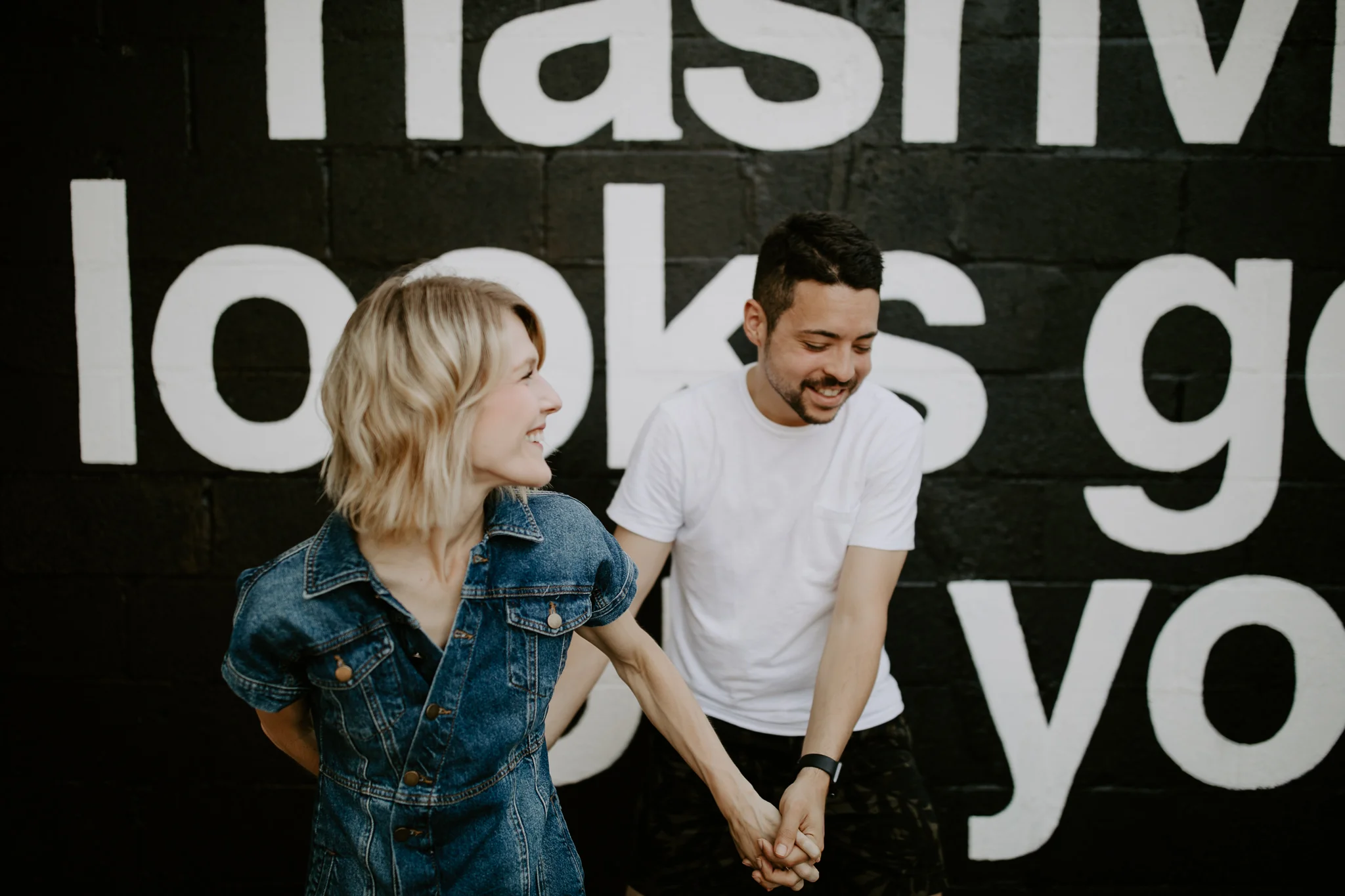 Fun and energetic mural couples session in Nashville, Tennessee