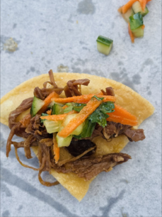 Asian Influence Pulled Pork Tacos with Crispy Bok Choy Slaw