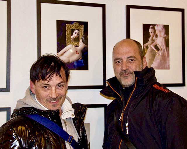  Designers Desmond Lingard and Charles Fegen of ‘Superdoll” with the&nbsp;photography of "Innoquii" fashion doll. 