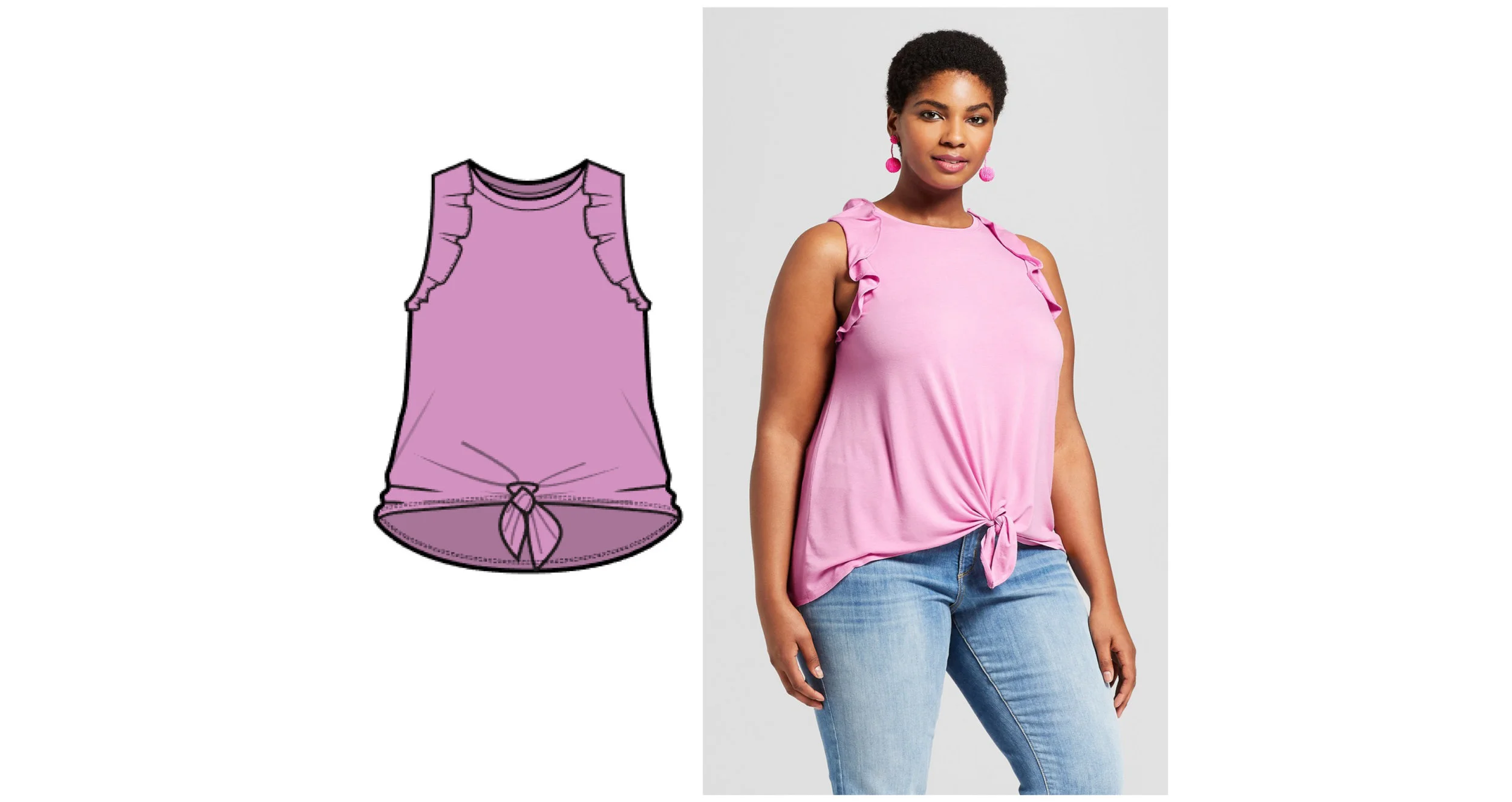 Ruffle Shoulder Tie Front Knit Top