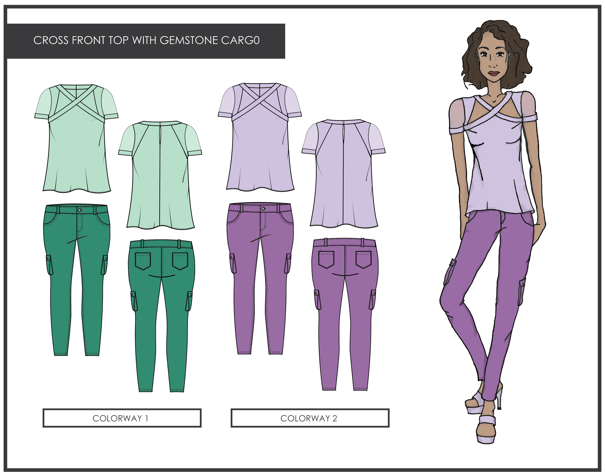 Fluid Top with Piecing Paired with a Fitted Cargo Inspired Bottom.