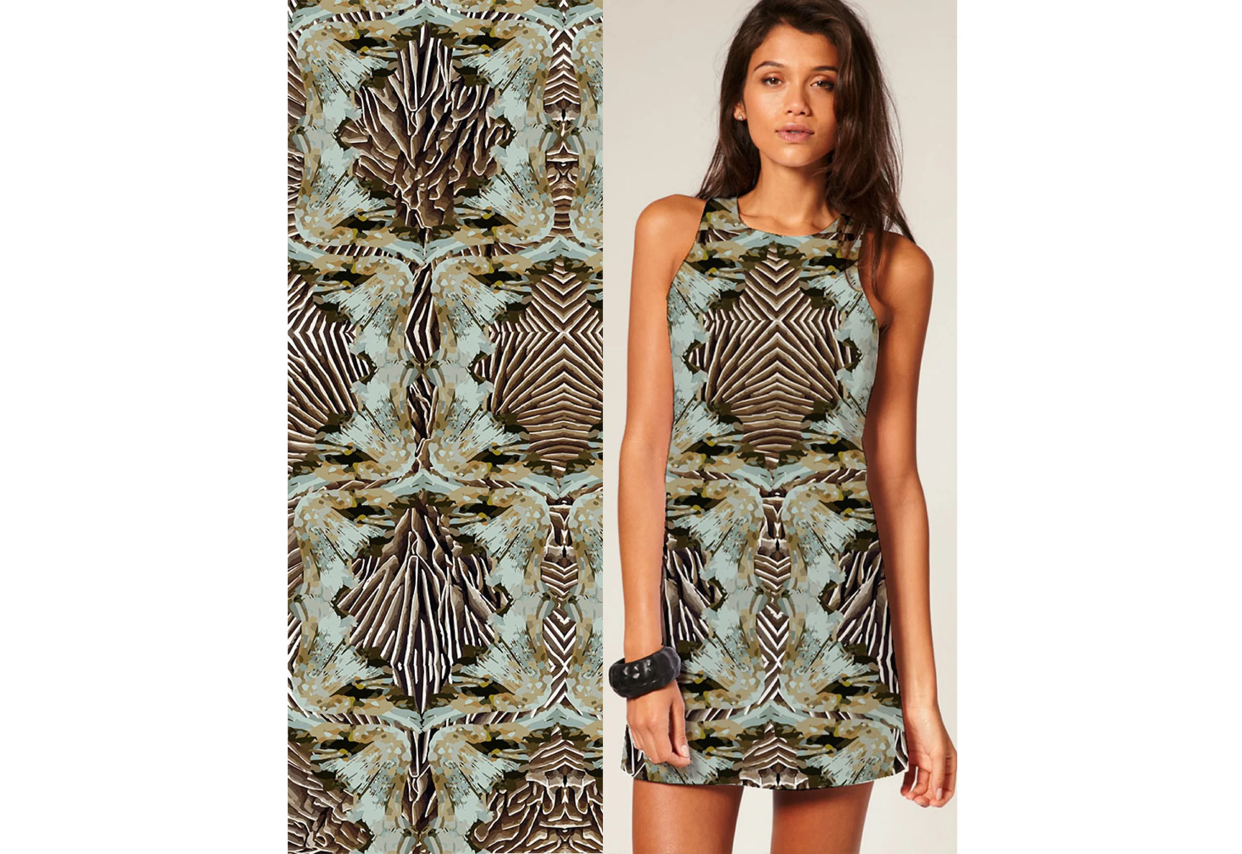 Natural Green and Taupe Hues Pop above Close up Textured Mushroom Background.