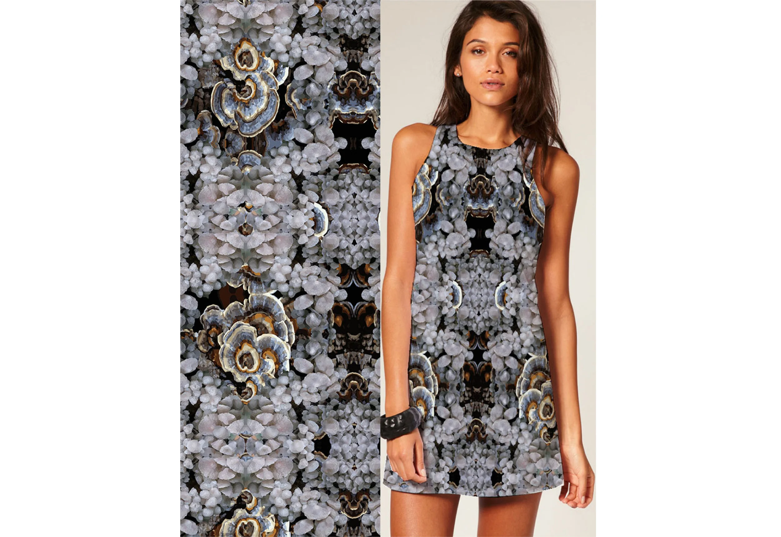 Natural Purple Hues Pop Against Neutral Tan when Layered to Show Contrast in Sizing to Create a Floral Pattern.