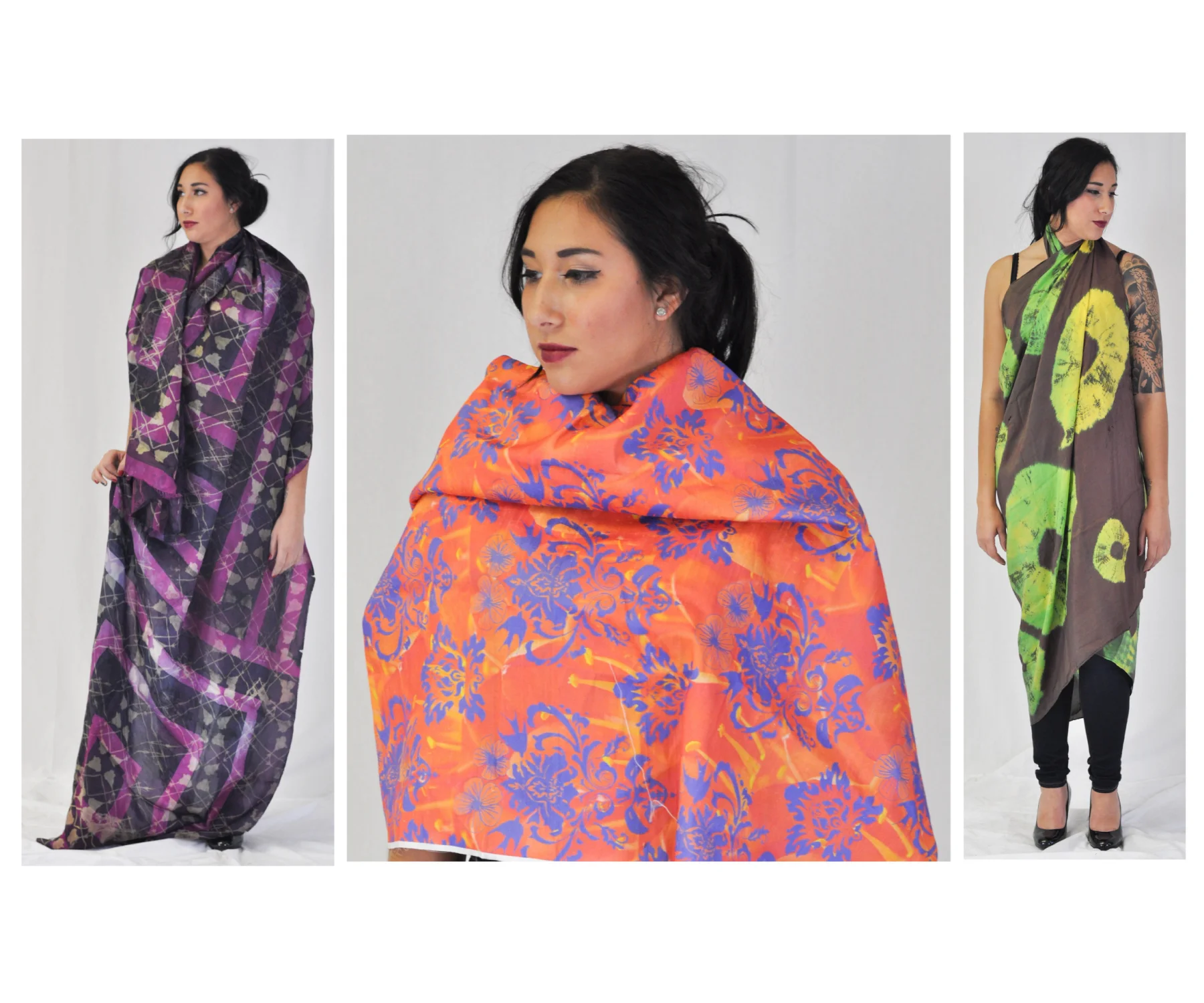 A Collection of Textiles Highlighting Hand Dyeing and Printing Techniques Mixed with Digital Printing