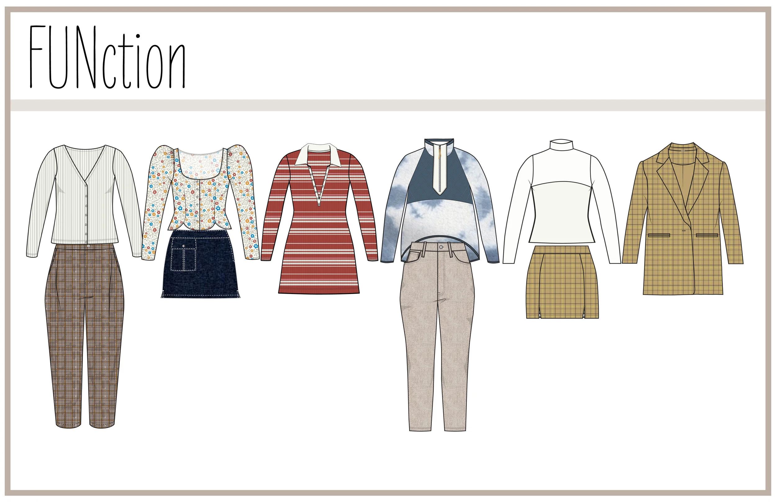 Final collection in filled print and patterns. Items that can function in guests daily life and be mixed and matched to customize style.