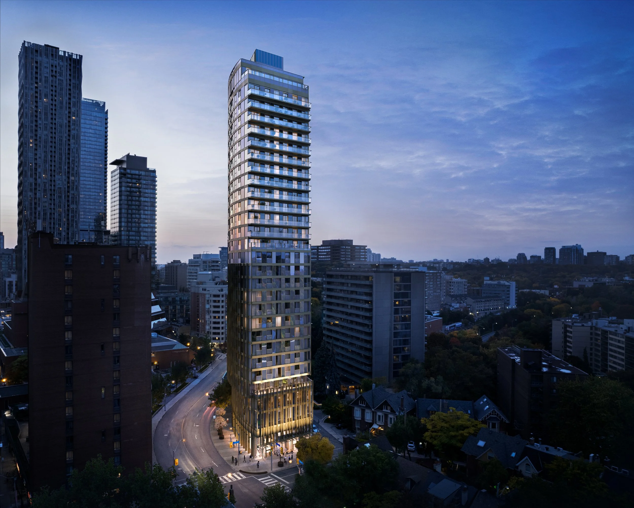 Park Road Condos Yorkville Capital Developments Preconstruction Luxury Rosedale Yolevski Real Estate Toronto Aerial Night.jpg