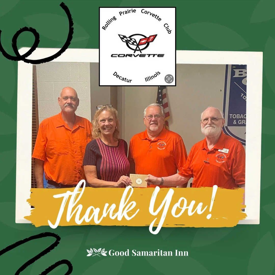💙 A big thank you to the Rolling Prairie Corvette Club! 💙

We are grateful for the generous donations gathered to benefit Good Samaritan Inn. Your kindness helps us continue our mission of feeding our neighbors in need with dignity and care. 
Toget