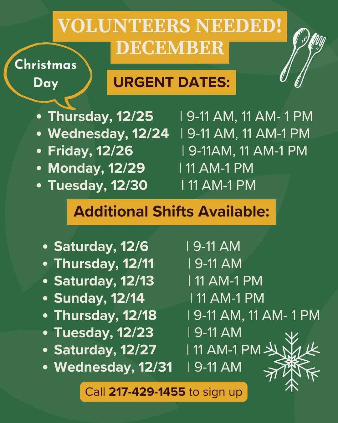 December Volunteers Needed! 🎅

The holiday season is one of our busiest, and with many regular volunteer groups taking time off, we could use extra hands to help keep things running smoothly.

At Good Sam, we serve 175&ndash;275 guests every single 