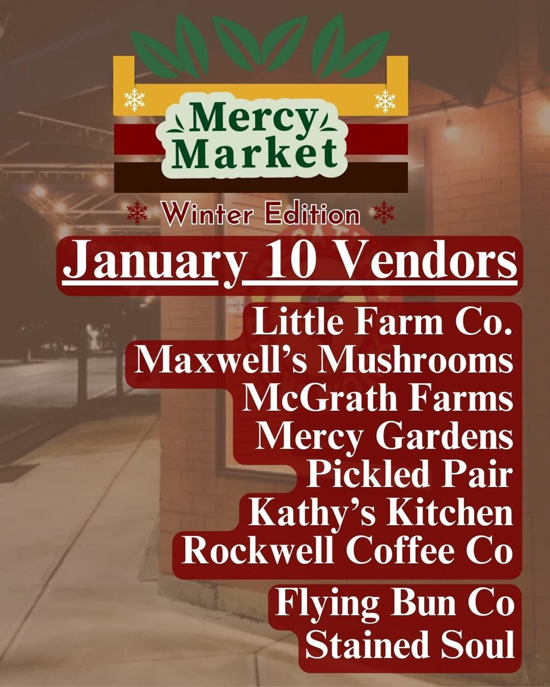 We&rsquo;re excited to invite you to Mercy Market: Winter Edition on Saturday, January 10th at Decatur Brew Works! Help us kick off a brand-new seasonal tradition and warm up the winter months with local flavor and creativity.

You&rsquo;ll find a wo