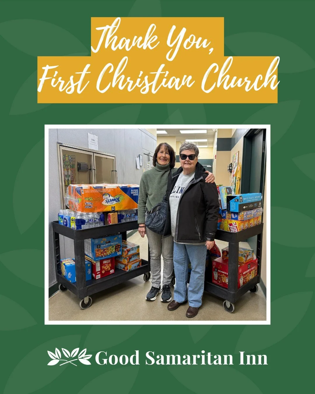 We are incredibly grateful for First Christian Church and their loyal, longstanding support of our mission. This week, the church donated many much-needed items to help restock our sack lunches&mdash;an act of generosity we truly appreciate.

Picture
