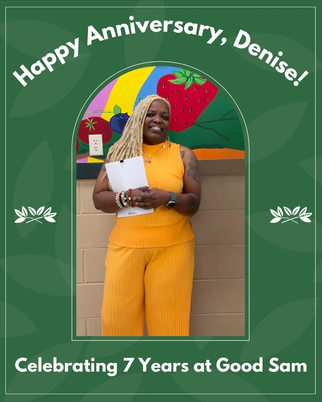 Happy 7 Year Anniversary to Outreach Director Denise!

For seven years, Denise has been the steady heartbeat behind our Noon Meal program, coordinating food deliveries, volunteers, staff, and students so each day runs with care and consistency. Her p