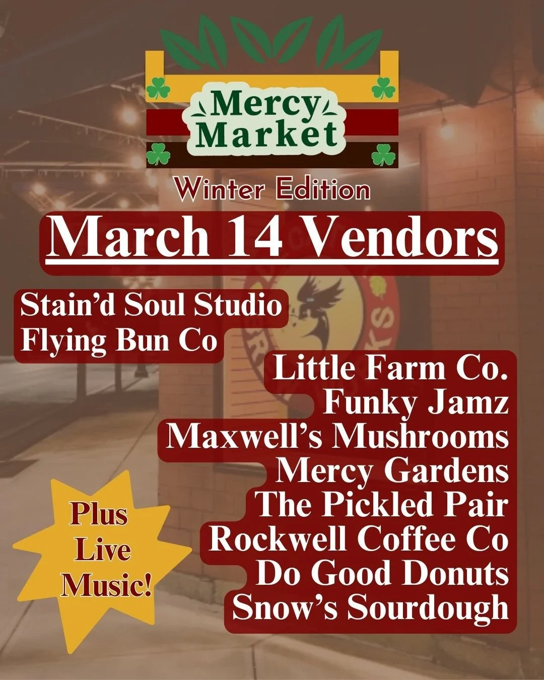 We&rsquo;re excited to invite you to Mercy Market: Winter Edition on Saturday, March 14th at Decatur Brew Works! With the St. Patrick&rsquo;s Day festivities happening downtown, it&rsquo;s the perfect morning to shop local and enjoy a little extra Ir