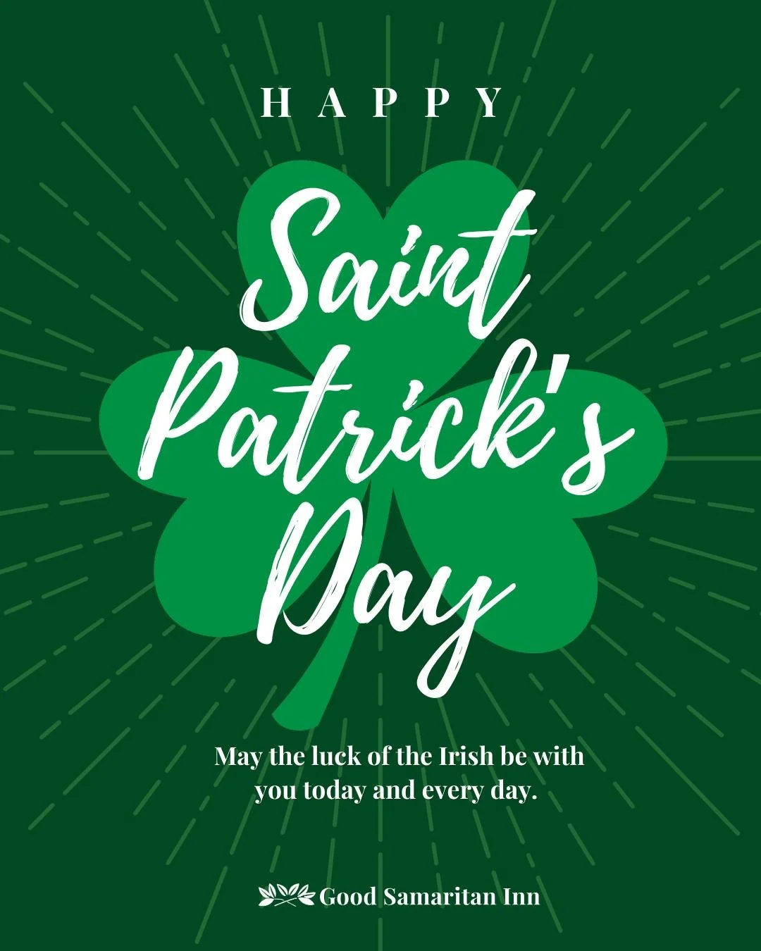 Happy St. Patrick&rsquo;s Day! 🍀

&ldquo;May love and laughter light your days and warm your heart and home.
May good and faithful friends be yours wherever you may roam.&rdquo;

We&rsquo;re open today and every day from 11:30am&ndash;1:00pm, so sto
