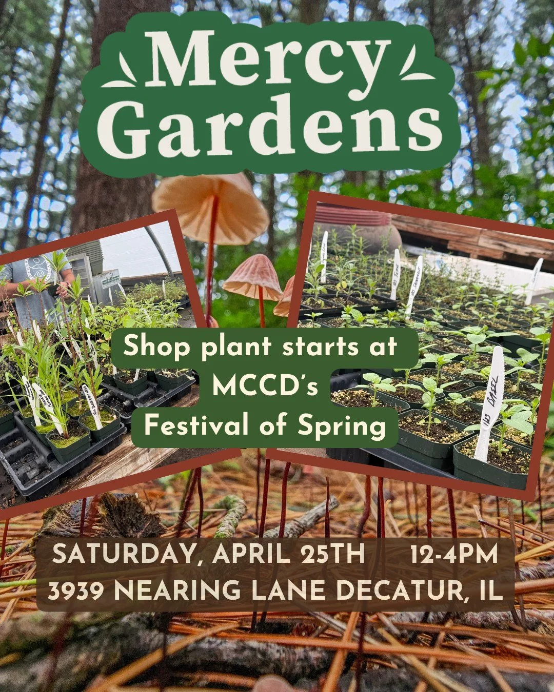 We&rsquo;re excited to be part of The Festival of Spring at Macon County Conservation District tomorrow. Come soak in the beauty of the season and celebrate all things fresh, green, and growing.

Mercy Gardens Manager Ben will be there from 12 PM to 