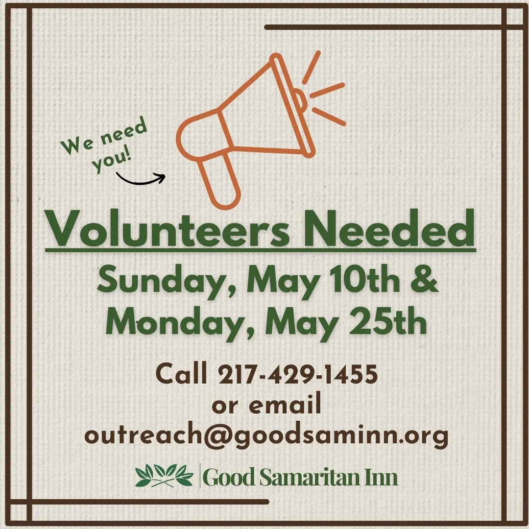 VOLUNTEER HELP NEEDED FOR THIS SUNDAY, MAY 10TH!

We had a group cancellation and are now in need of support for both shifts on Sunday, May 10th.

We need 2-3 people from 9a-11a to help prepare sack lunches as well as the hot meal.

We need 5-6 peopl