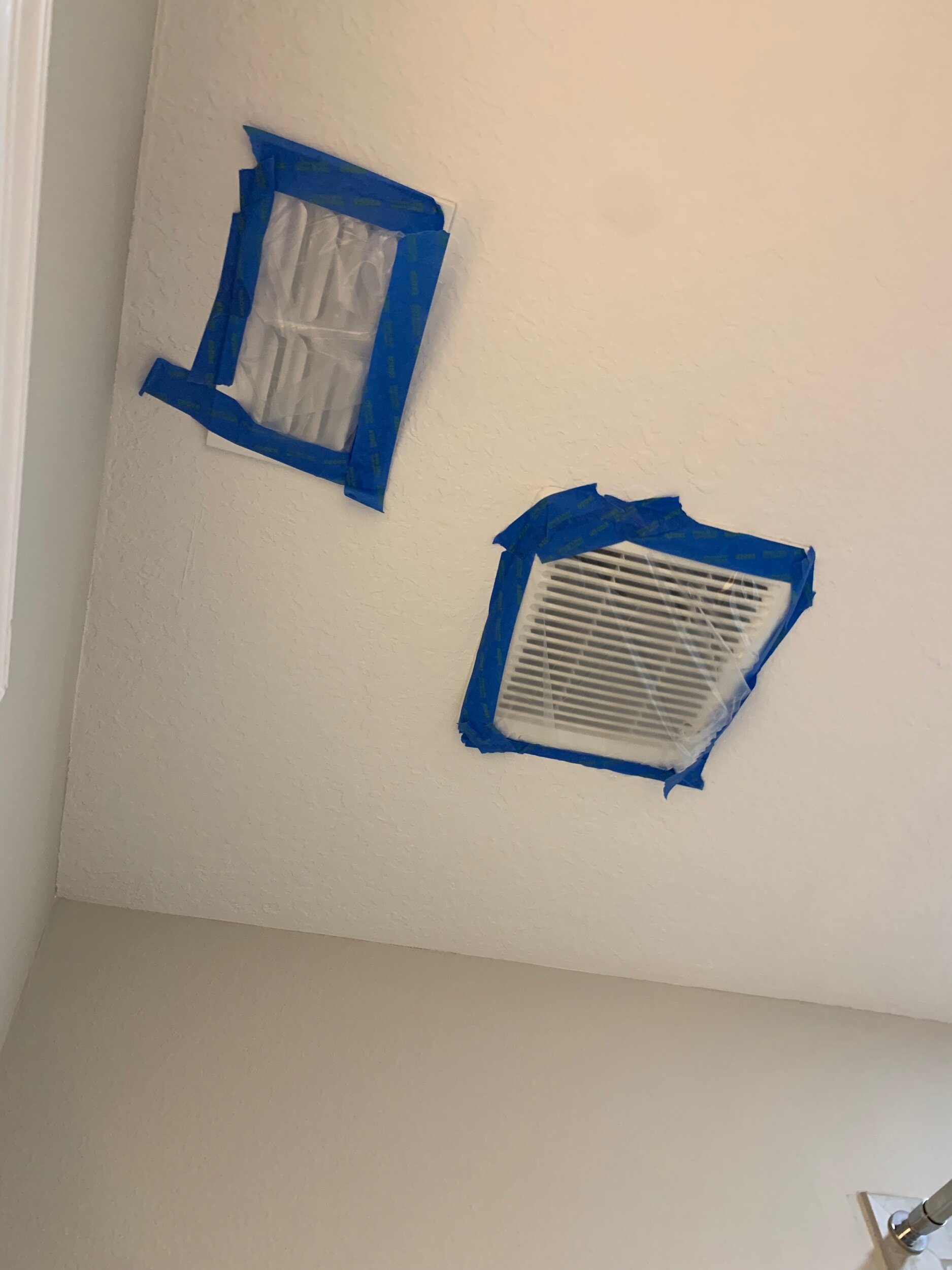 We also covered the AC vents so no dust gets into our air ducts.