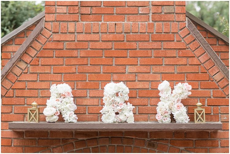 East Hampton Backyard Wedding Floral Monogram Reception Decor