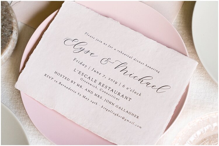 L'Escale Rehearsal Dinner Handmade Paper Invitation.jpg