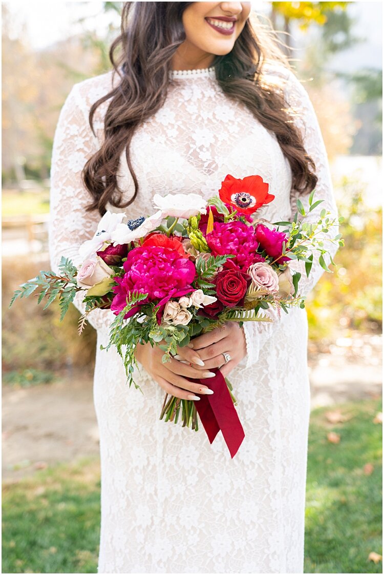 Pink and Red Winter Bridal Bouquet