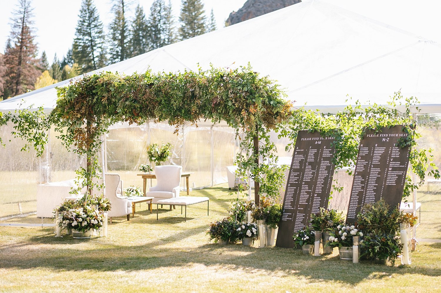 Tented Wedding Seating Chart Entrance
