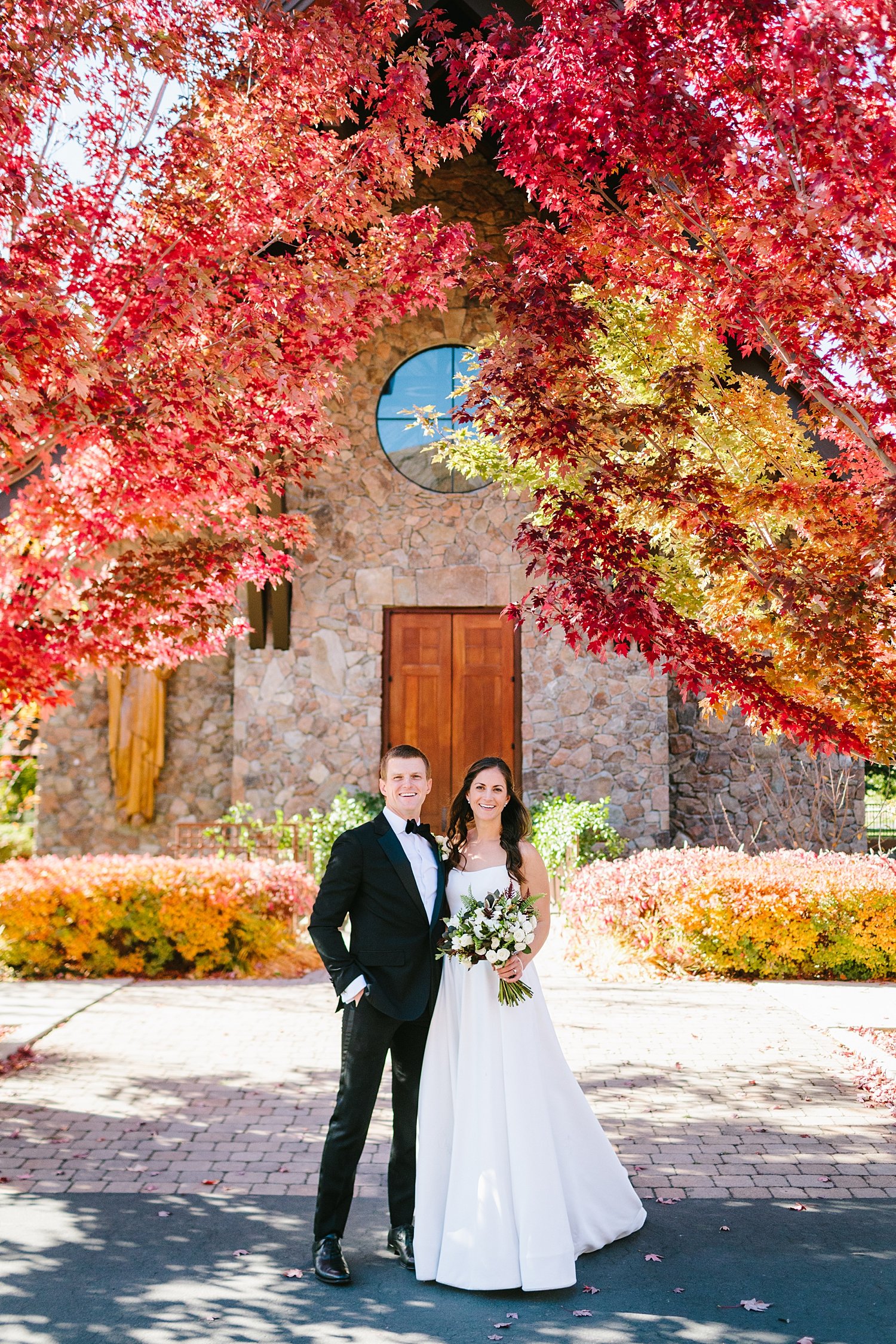 Fall Leaves Wedding Couple