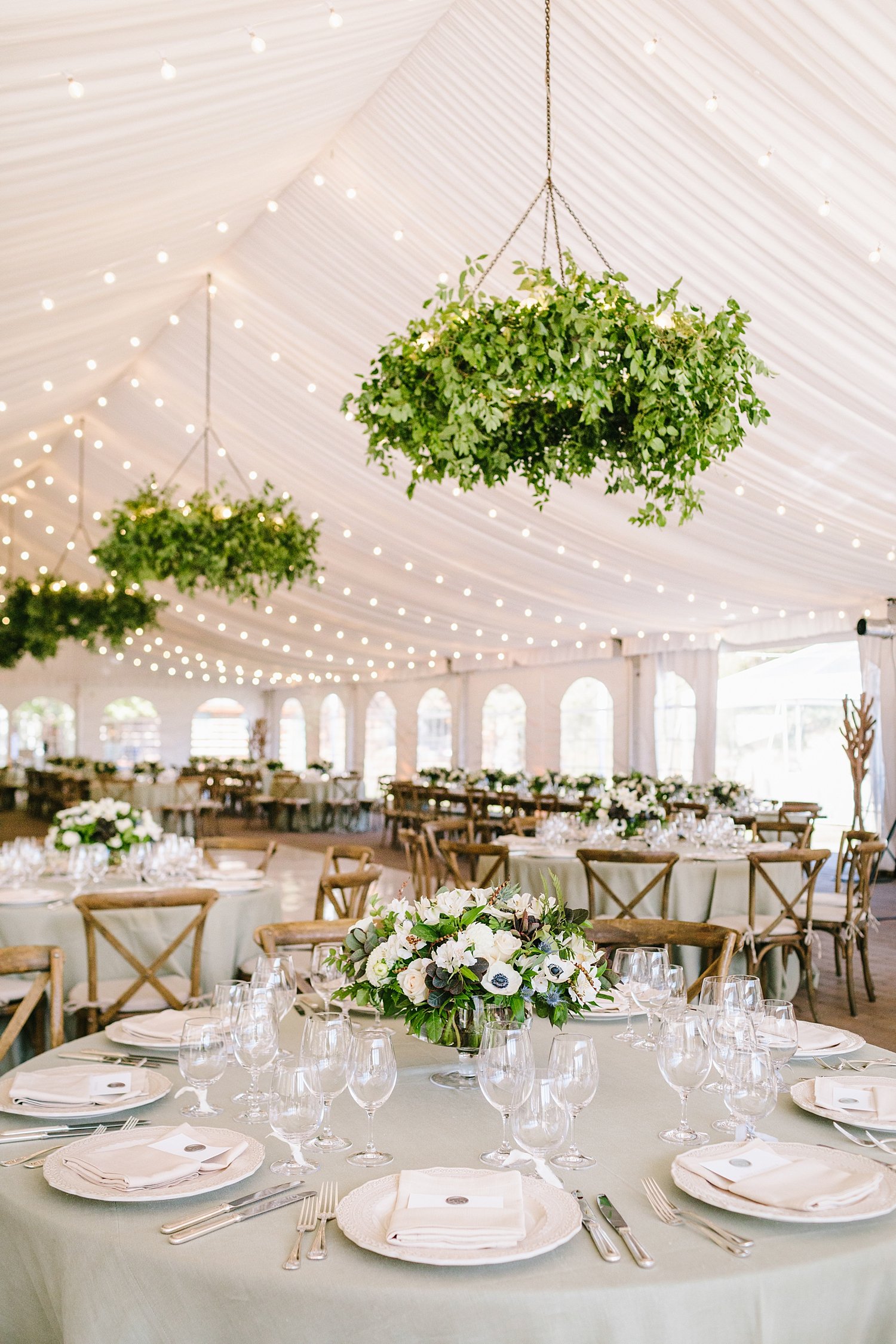Tented Wedding Floral Chandeliers