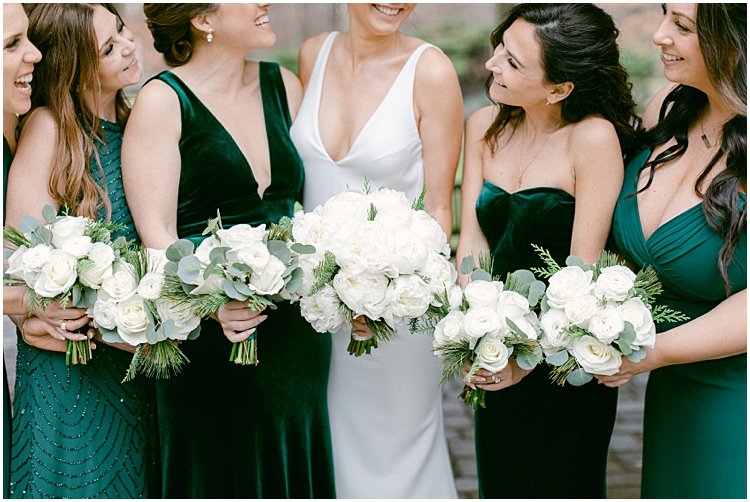 Velvet Emerald Bridesmaids Bouquets
