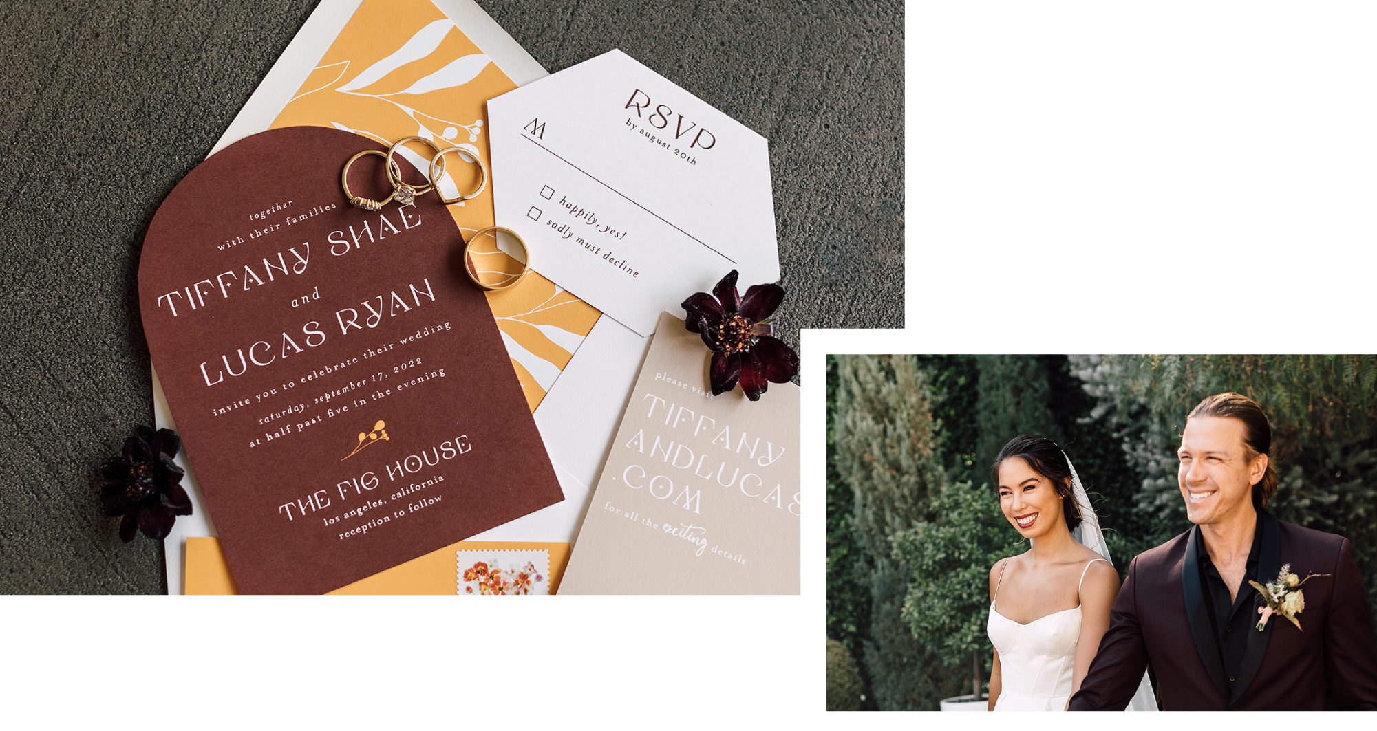 arch shaped boho wedding invitation