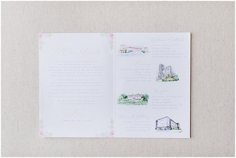 westport wedding watercolor venue illustrations